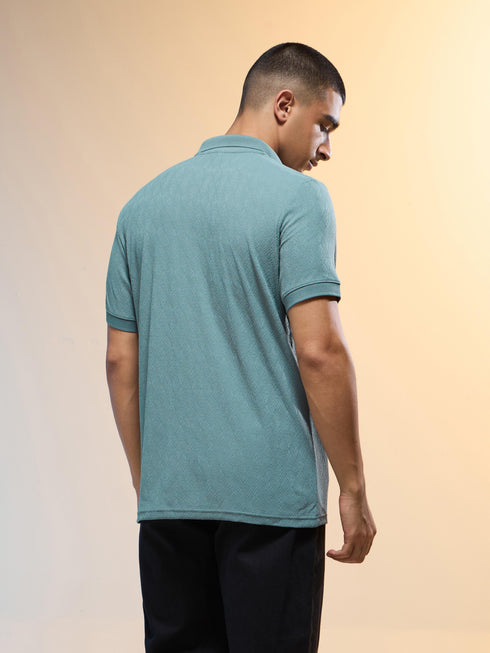 Men Jacquard Slim Fit Polo Sports T-shirt with COTFLEX