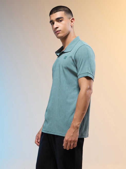 Men Jacquard Slim Fit Polo Sports T-shirt with COTFLEX
