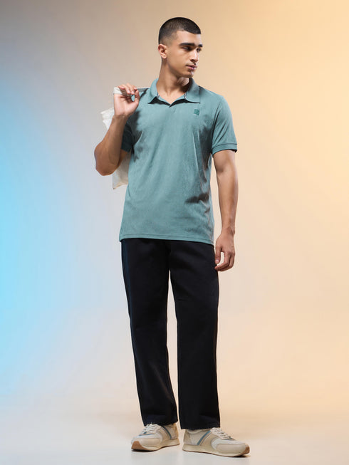 Men Jacquard Slim Fit Polo Sports T-shirt with COTFLEX