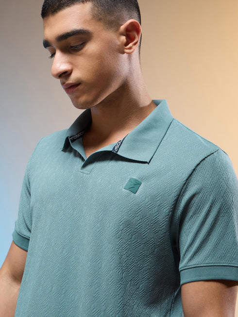 Men Jacquard Slim Fit Polo Sports T-shirt with COTFLEX