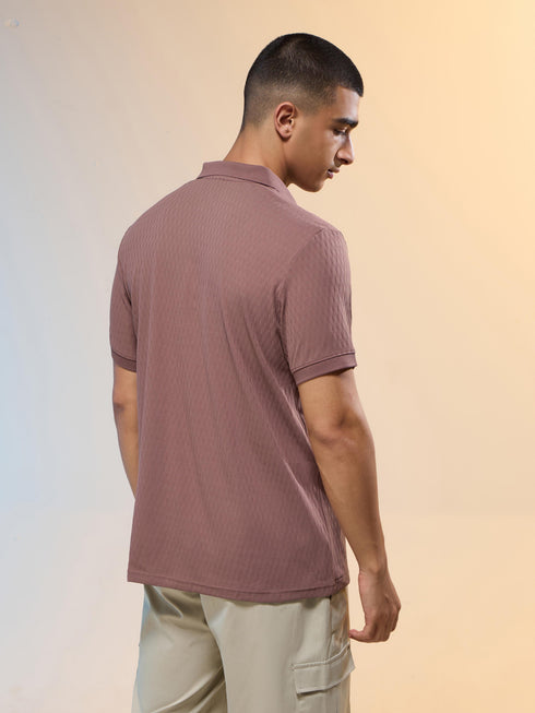 Men Jacquard Slim Fit Polo Sports T-shirt with COTFLEX