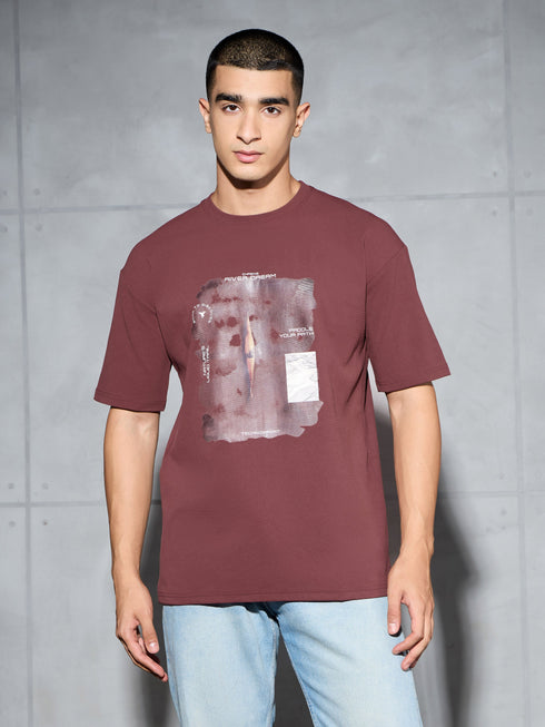 Men Jacquard Oversized Fit Round Neck Sports T-shirt with ELASTO PLUS