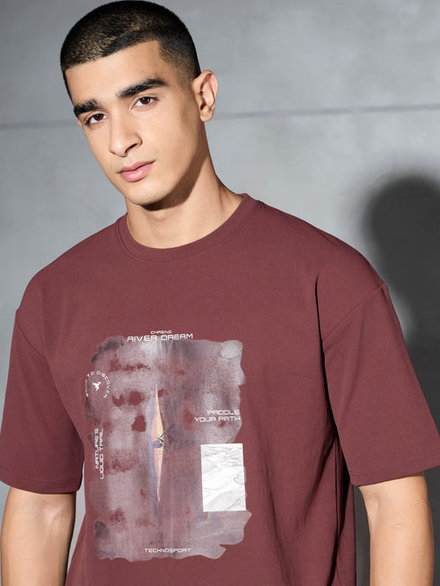 Men Jacquard Oversized Fit Round Neck Sports T-shirt with ELASTO PLUS