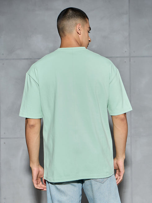 Men Jacquard Oversized Fit Round Neck Sports T-shirt with ELASTO PLUS