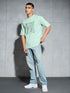 Men Jacquard Oversized Fit Round Neck Sports T-shirt with ELASTO PLUS