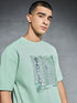 Men Jacquard Oversized Fit Round Neck Sports T-shirt with ELASTO PLUS
