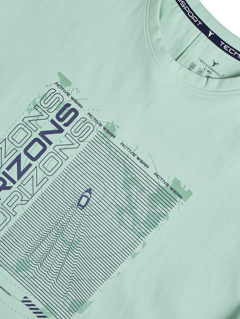 Men Jacquard Oversized Fit Round Neck Sports T-shirt with ELASTO PLUS