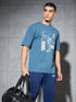 Men Jacquard Oversized Fit Round Neck Sports T-shirt with ELASTO PLUS