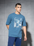 Men Jacquard Oversized Fit Round Neck Sports T-shirt with ELASTO PLUS