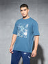 Men Jacquard Oversized Fit Round Neck Sports T-shirt with ELASTO PLUS