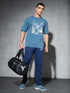 Men Jacquard Oversized Fit Round Neck Sports T-shirt with ELASTO PLUS
