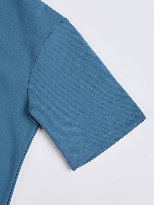 Men Jacquard Oversized Fit Round Neck Sports T-shirt with ELASTO PLUS