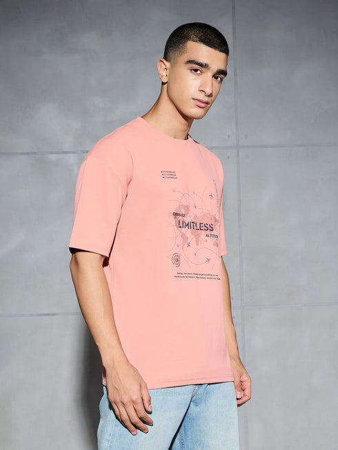 Men Jacquard Oversized Fit Round Neck Sports T-shirt with ELASTO PLUS