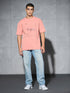 Men Jacquard Oversized Fit Round Neck Sports T-shirt with ELASTO PLUS