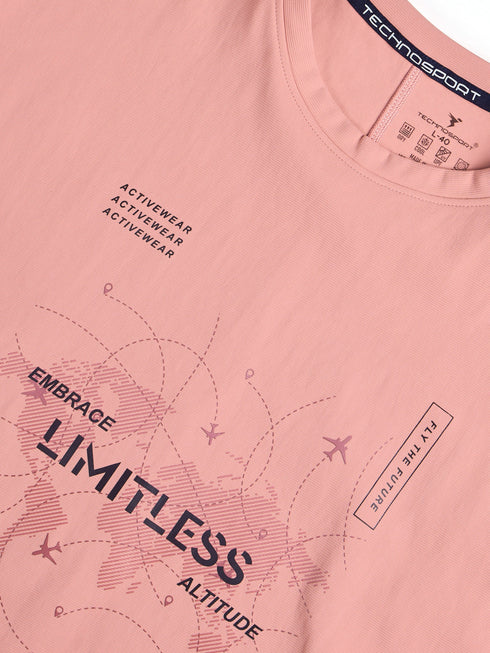 Men Jacquard Oversized Fit Round Neck Sports T-shirt with ELASTO PLUS