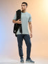Men Jacquard Slim Fit Round Neck Sports T-shirt with MATPIQ