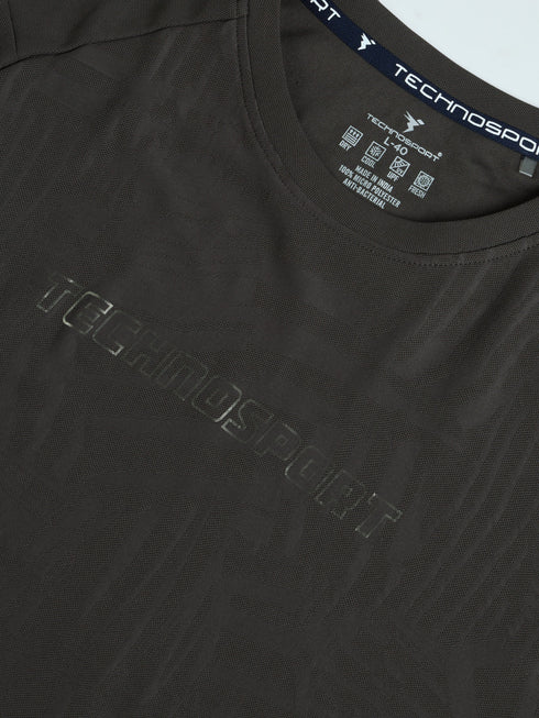 Men Jacquard Slim Fit Round Neck Sports T-shirt with MATPIQ
