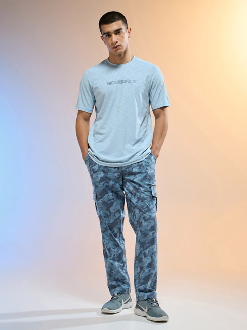 Men Jacquard Slim Fit Round Neck Sports T-shirt with MATPIQ