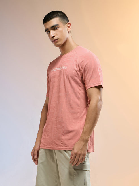 Men Jacquard Slim Fit Round Neck Sports T-shirt with MATPIQ