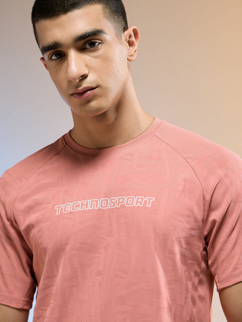 Men Jacquard Slim Fit Round Neck Sports T-shirt with MATPIQ