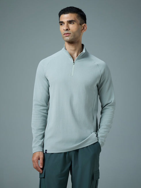 Men Solid Slim Fit Mock Neck Sports T-shirt with ELASTO PLUS