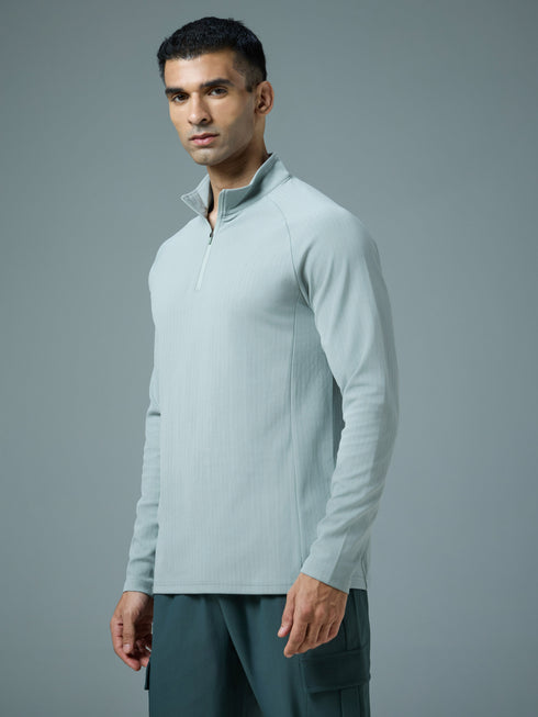 Men Solid Slim Fit Mock Neck Sports T-shirt with ELASTO PLUS