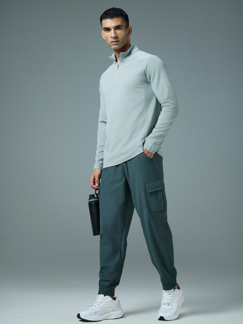 Men Solid Slim Fit Mock Neck Sports T-shirt with ELASTO PLUS