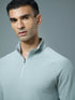 Men Solid Slim Fit Mock Neck Sports T-shirt with ELASTO PLUS