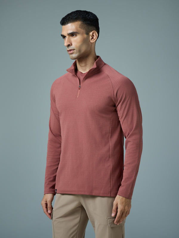 Men Solid Slim Fit Mock Neck Sports T-shirt with ELASTO PLUS