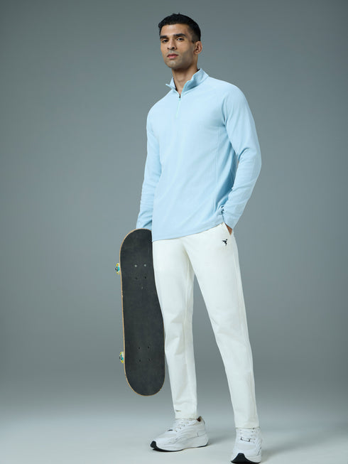Men Solid Slim Fit Mock Neck Sports T-shirt with ELASTO PLUS