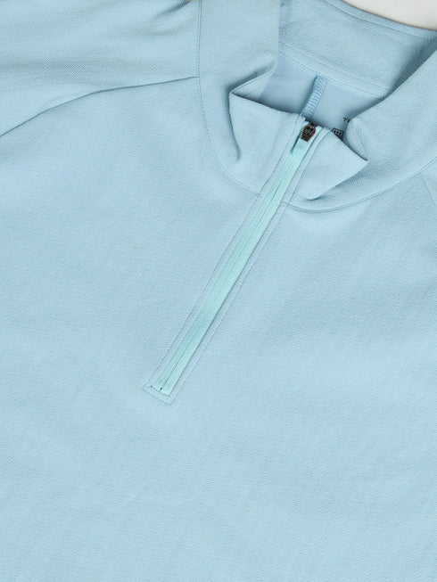 Men Solid Slim Fit Mock Neck Sports T-shirt with ELASTO PLUS