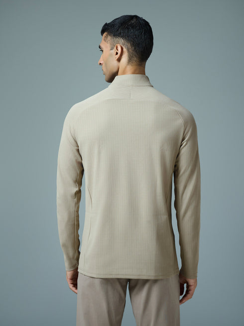 Men Solid Slim Fit Mock Neck Sports T-shirt with ELASTO PLUS