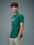 Men Typography Printed Slim Fit Round Neck Sports T-shirt with COTFLEX
