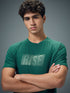 Men Typography Printed Slim Fit Round Neck Sports T-shirt with COTFLEX