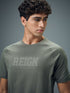 Men Typography Printed Slim Fit Round Neck Sports T-shirt with COTFLEX