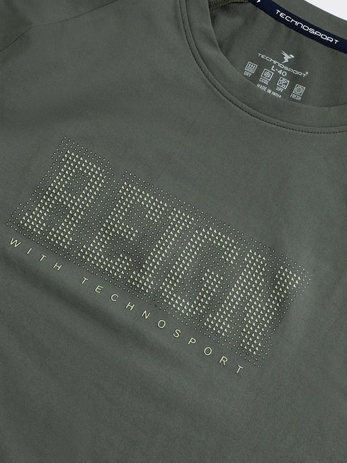 Men Typography Printed Slim Fit Round Neck Sports T-shirt with COTFLEX