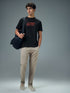 Men Typography Printed Slim Fit Round Neck Sports T-shirt with COTFLEX