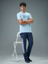 Men Typography Printed Slim Fit Round Neck Sports T-shirt with COTFLEX
