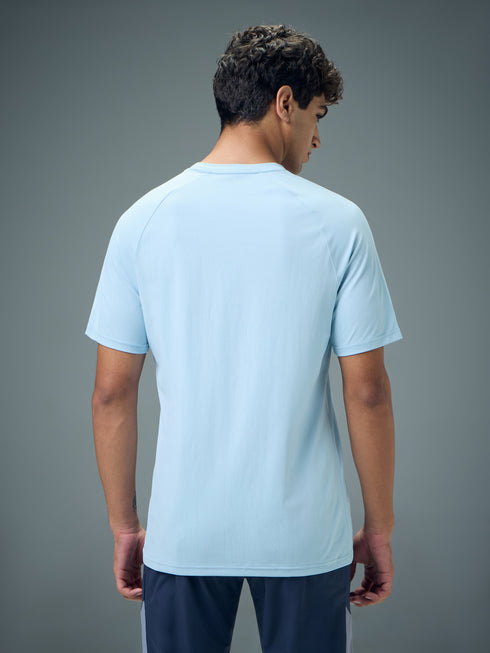 Men Typography Printed Slim Fit Round Neck Sports T-shirt with COTFLEX