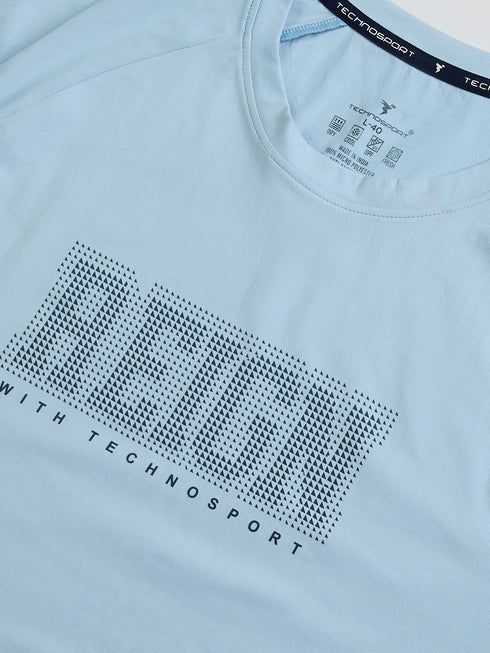 Men Typography Printed Slim Fit Round Neck Sports T-shirt with COTFLEX