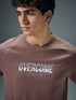 Men Typography Printed Slim Fit Round Neck Sports T-shirt with COTFLEX