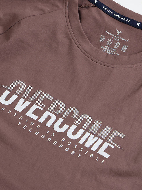 Men Typography Printed Slim Fit Round Neck Sports T-shirt with COTFLEX