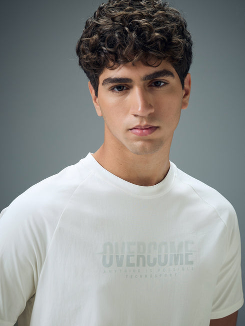 Men Typography Printed Slim Fit Round Neck Sports T-shirt with COTFLEX