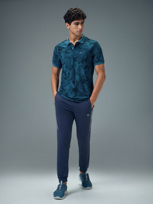 Men Printed Slim Fit Polo Sports T-shirt with MATPIQ