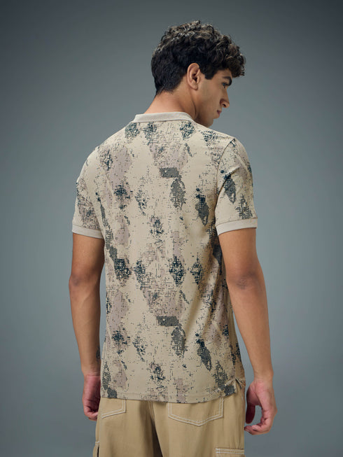 Men Printed Slim Fit Polo Sports T-shirt with MATPIQ