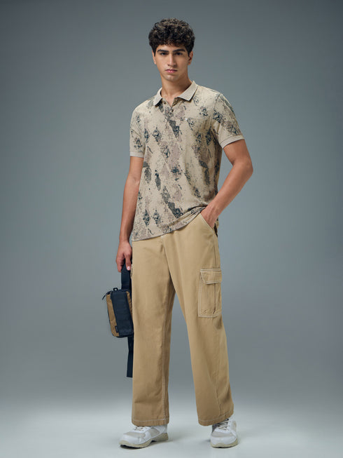 Men Printed Slim Fit Polo Sports T-shirt with MATPIQ