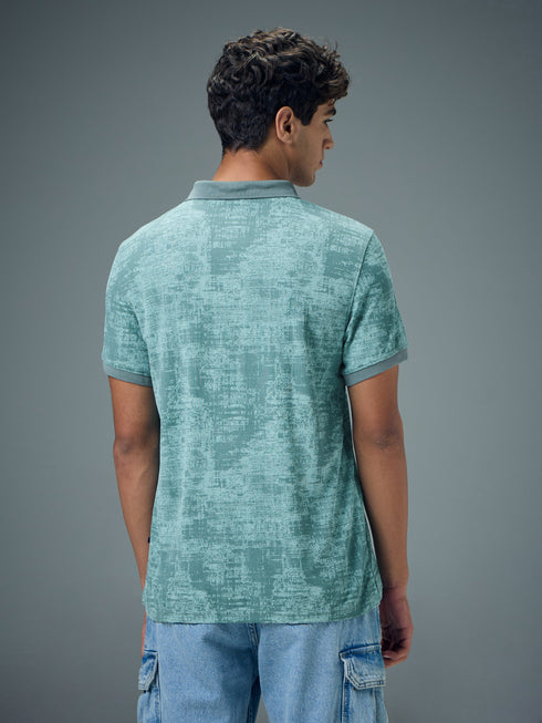 Men Printed Slim Fit Polo Sports T-shirt with MATPIQ