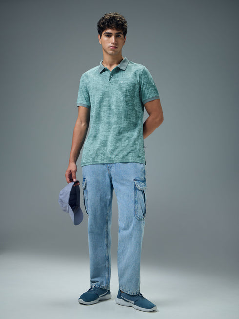 Men Printed Slim Fit Polo Sports T-shirt with MATPIQ