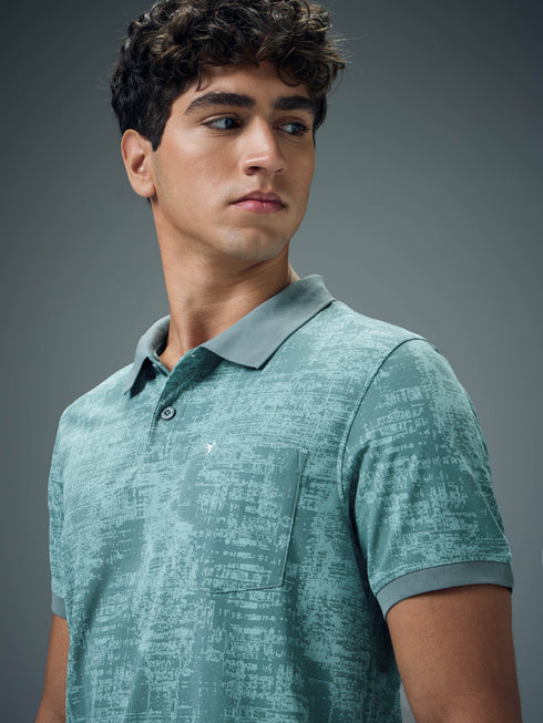 Men Printed Slim Fit Polo Sports T-shirt with MATPIQ