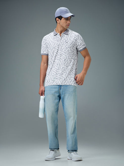 Men Printed Slim Fit Polo Sports T-shirt with MATPIQ
